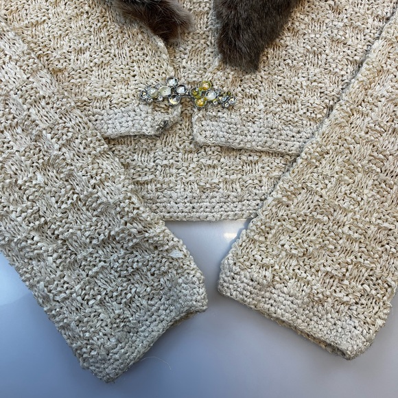 Intuitions Fur Trim Knit Cardigan N106-41 - Picture 5 of 7